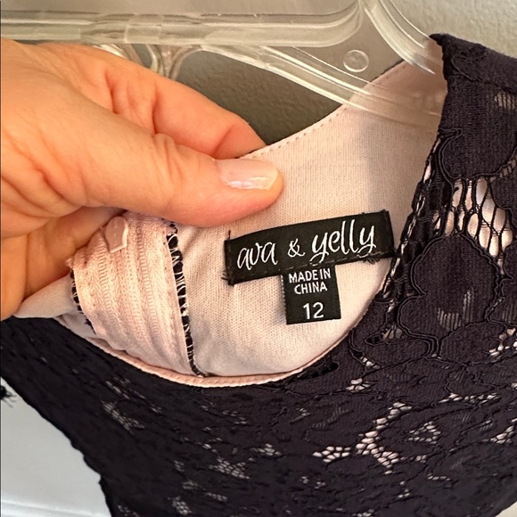 Navy Blue Lace Kids Party Dress SZ 12 - Picture 2 of 6